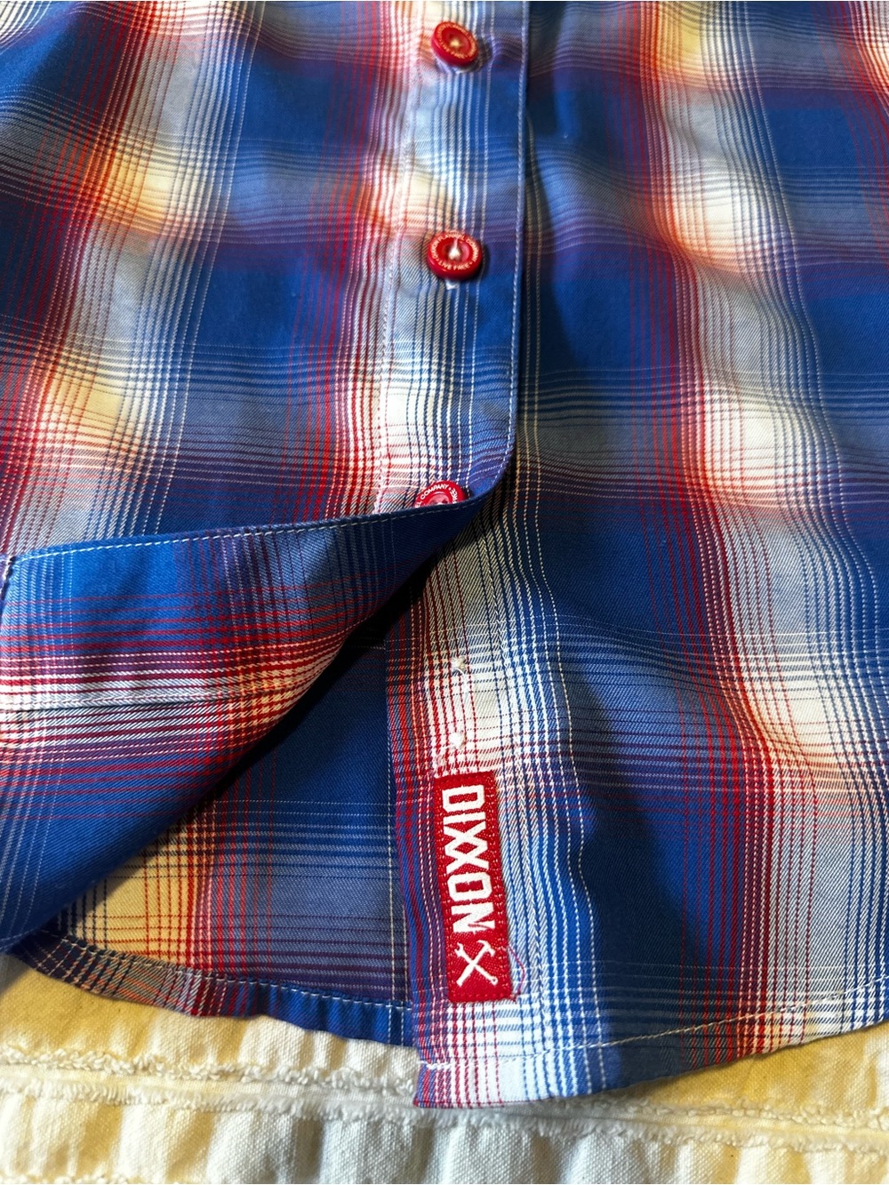 DIXXON Blue Red Plaid Short Sleeve Button-Down Shirt - Picture 4 of 4